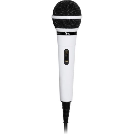 Picture of QFX M-106 Wired Dynamic Microphone - 10 ft - 100 Hz to 12.50 kHz -72 dB - Handheld - Phono - Silver Plated