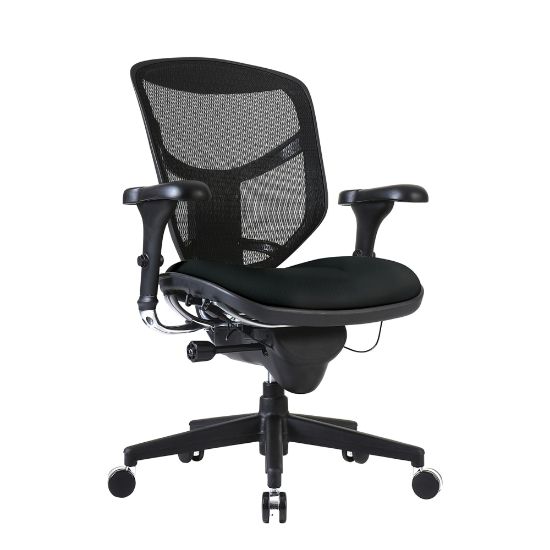 Picture of WorkPro Quantum 9000 Series Ergonomic Mesh/Antimicrobial Vinyl Mid-Back Chair, Black/Black, BIFMA Compliant