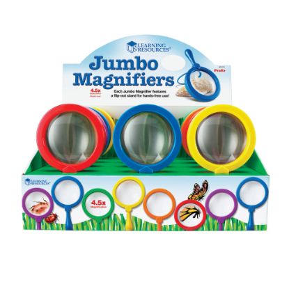 Picture of Learning Resources Jumbo Magnifiers, 4.5x, Assorted Colors, Pack Of 12