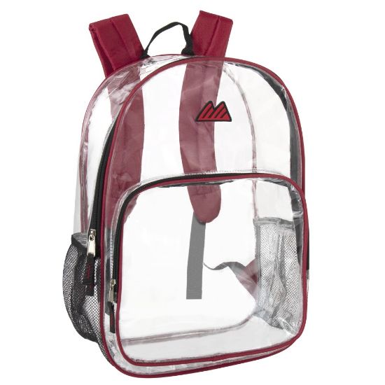 Picture of Summit Ridge Heavy-Duty Clear Backpack, Red Trim