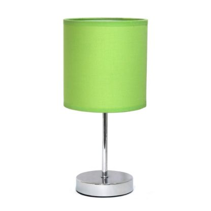 Picture of Simple Designs Chrome Mini Basic Table Lamp with Green Fabric Shade