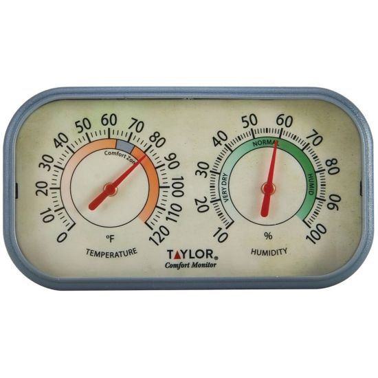 Picture of Taylor Thermometer with Humidity Meter - 0 deg.F (-17.8 deg.C) to 120 deg.F (48.9 deg.C) - Easy to Read, Humidity Indicator - For Indoor - Assorted