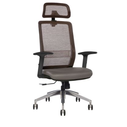 Picture of Sinfonia Sing Ergonomic Mesh/Fabric High-Back Task Chair With Antimicrobial Protection, Adjustable Hieght Arms, Headrest, Copper/Gray/Black