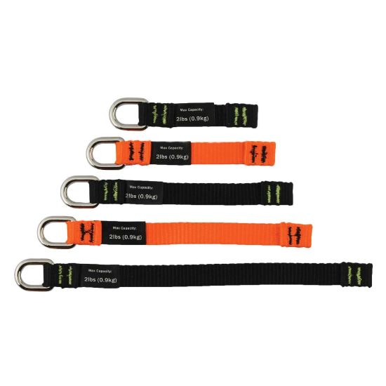 Picture of Ergodyne Squids 3700 Web Tool Tails, Assorted Sizes, 2 Lb, Black/Orange, Pack Of 6 Tails