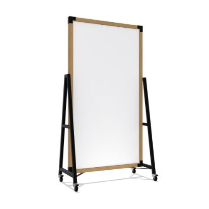 Picture of Ghent Prest Magnetic Dry-Erase Whiteboard, Porcelain, 40-1/2in x 73-3/4in, White, Natural Wood Frame