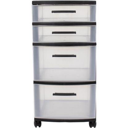 Picture of Inval Rolling Storage Cart, 4 Drawers, 25-1/2in x 12-1/2in, Black