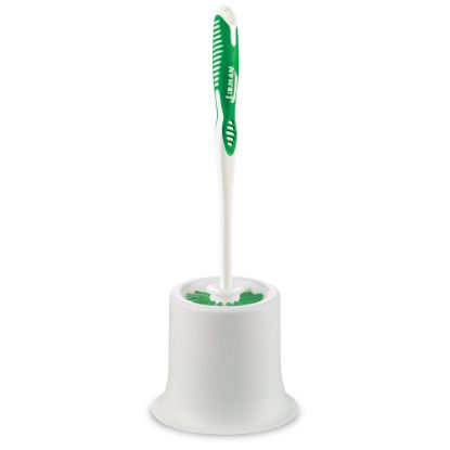 Picture of Libman Commercial Round Bowl Brushes And Open Caddies, 15in, White/Green, Pack Of 4 Brushes