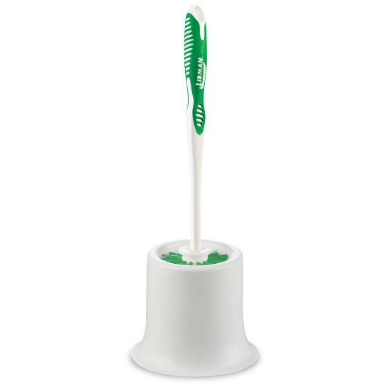 Picture of Libman Commercial Round Bowl Brushes And Open Caddies, 15in, White/Green, Pack Of 4 Brushes