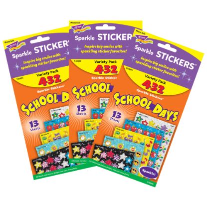 Picture of Trend Sparkle Stickers, School Days Variety, 432 Stickers Per Pack, Set Of 3 Packs