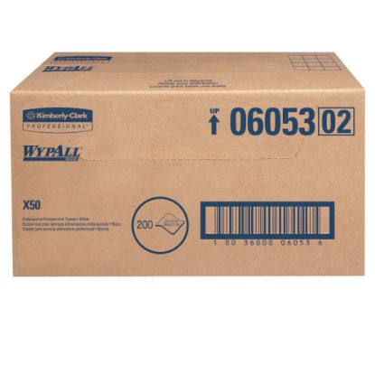 Picture of WypAll X50 Wipers, 23 1/2in x 12 1/2in, White, Carton Of 200