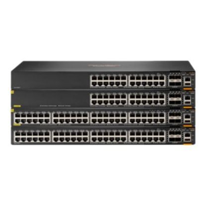 Picture of HPE Aruba 6300F - Switch - L3 - managed - 24 x 10/100/1000 (PoE+) + 4 x 50 Gigabit Ethernet SFP56 - front to back airflow - rack-mountable - PoE+ - TAA Compliant