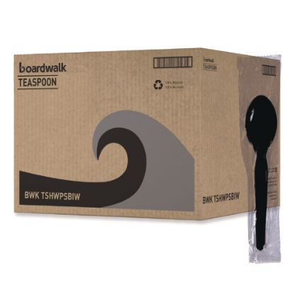 Picture of Boardwalk Heavyweight Wrapped Polystyrene Teaspoons, Black, Pack Of 1000 Spoons