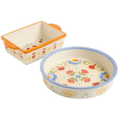 Picture of Gibson Laurie Gates Tierra Hand-Painted 2-Piece Pie Dish And Bakeware Set, Multicolor