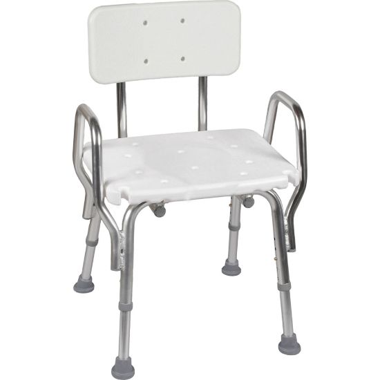 Picture of DMI Heavy-Duty Bath And Shower Chair With Arm, Removable Backrest, 28inH x 19inW x 13inD, White