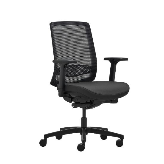 Picture of WorkPro Expanse Series Multifunction Ergonomic Mesh/Fabric Mid-Back Manager Chair, Black/Black, BIFMA Compliant