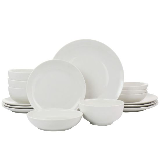 Picture of Elama Camellia 16-Piece Porcelain Double-Bowl Dinnerware Set, White