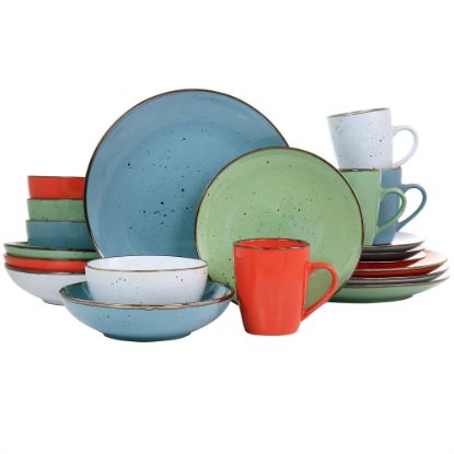 Picture of Elama Evelyn 20-Piece Round Stoneware Dinnerware Set, Assorted Colors