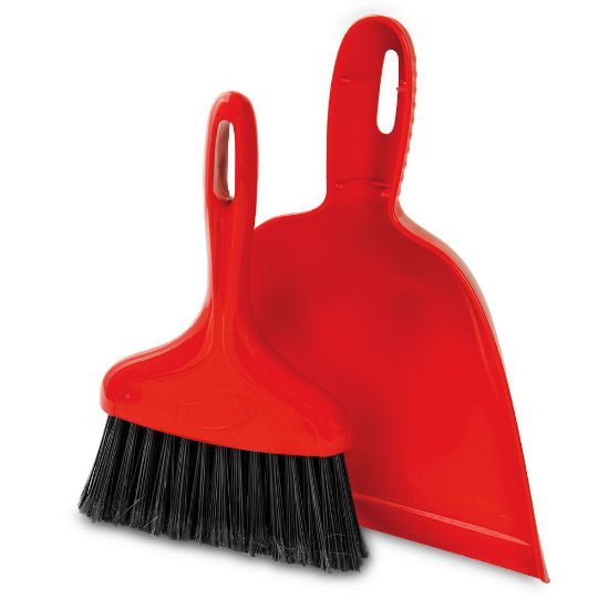 Picture of Libman Commercial Dust Pan With Whisk Broom, 10inW, Red, Pack Of 6 Sets