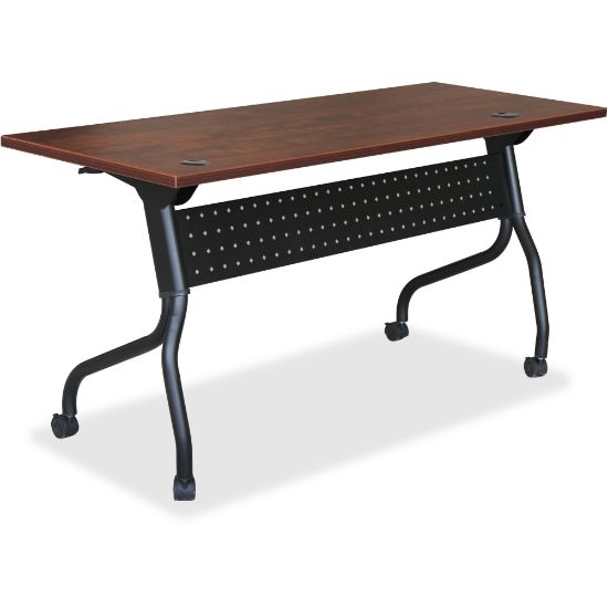 Picture of Lorell Flip Top Training Table, 60inW, Cherry/Black