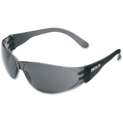 Picture of Crews Checklite Gray Lens Safety Glasses - Comfortable, Scratch Resistant, Lightweight, Adjustable Temple - Ultraviolet Protection - Polycarbonate Lens, Polycarbonate Frame - Gray, Smoke - 1 Each