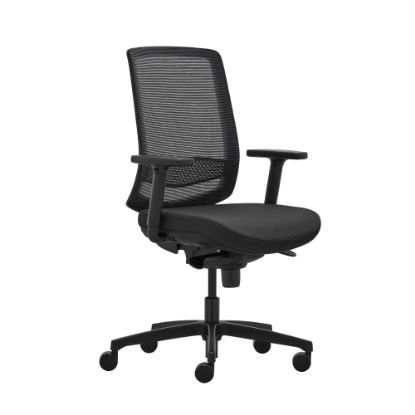 Picture of WorkPro Expanse Series Ergonomic Mesh/Fabric Mid-Back Task Chair, Black/Black