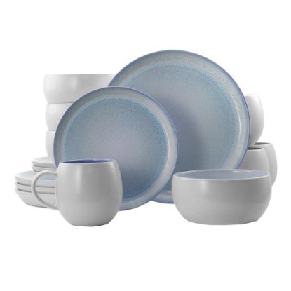 Picture of Elama Mocha 16-Piece Stoneware Dinnerware Set, Blue