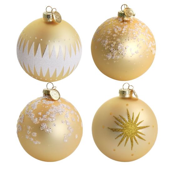 Picture of Martha Stewart Holiday Ball Ornament 4-Piece Set, 5inH x 4inW x 4inD, Gold