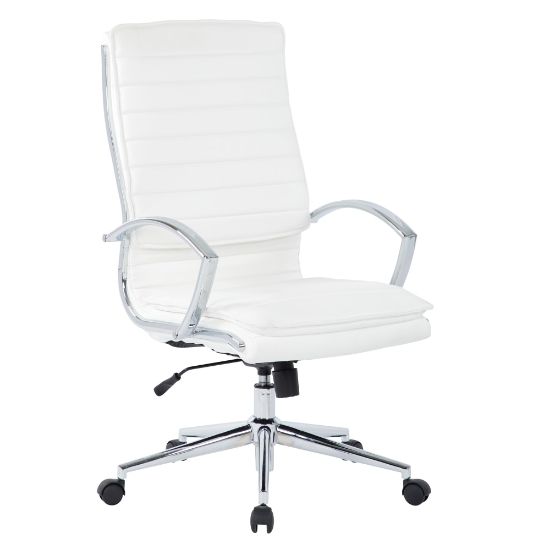 Picture of Office Star Pro-Line II SPX Bonded Leather High-Back Chair, White/Chrome