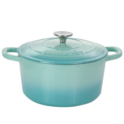 Picture of Crock-Pot Artisan 2-Piece 5-Quart Cast Iron Dutch Oven, Aqua Blue