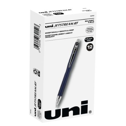 Picture of uni-ball Jetstream RT Retractable Ballpoint Pens, Fine Point, 0.7 mm, Blue Barrel, Black Ink, Pack Of 12