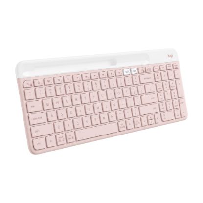 Picture of Logitech K585 Slim Multi-Device Wireless Keyboard - Wireless Connectivity - Bluetooth/RF - 2.40 GHz - ChromeOS - Notebook, Smartphone - PC, Mac - AAA Battery Size Supported - Rose