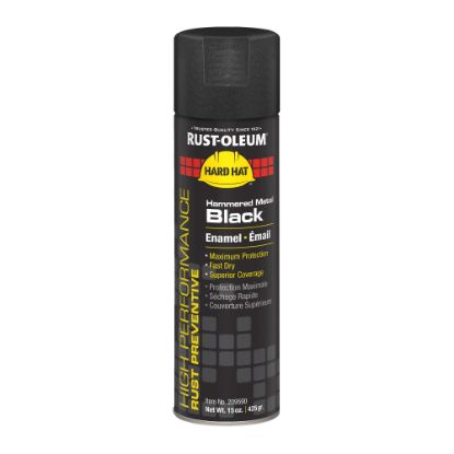 Picture of Rust-Oleum Hard Hat High Performance V2100 System Rust Preventive Enamel Hammered Finish Spray Paint, 15 Oz, Metal Black, Case Of 6 Cans