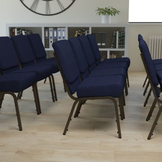 Picture of Flash Furniture HERCULES Series 21inW Stackable Church Chair, Navy Blue/Goldvein