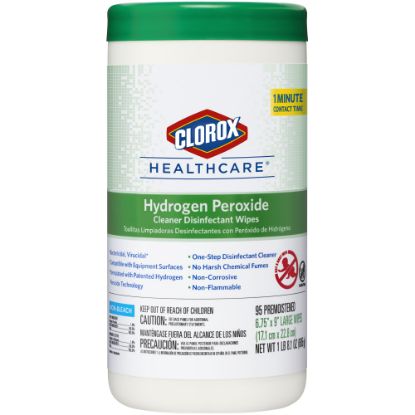 Picture of Clorox Healthcare Hydrogen Peroxide Disinfecting Wipes, 9in x 6 3/4in, Canister Of 95 Wipes