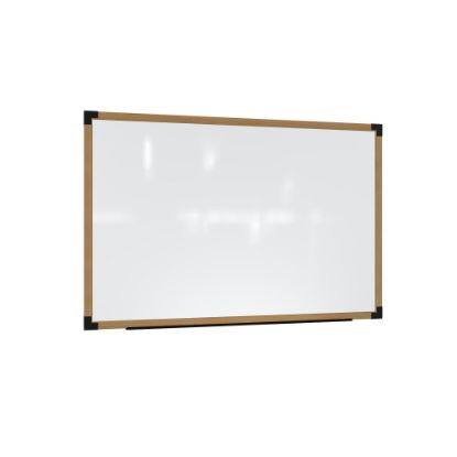 Picture of Ghent Prest Magnetic Dry-Erase Whiteboard, Porcelain, 38-1/4in x 50-1/4in, White, Natural Wood Frame