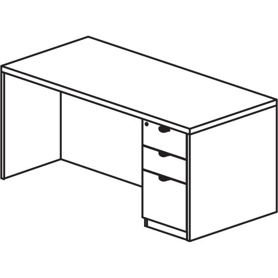 Picture of Lorell Prominence 2.0 60inW Right-Pedestal Computer Desk, 95% Recycled, Gray Elm