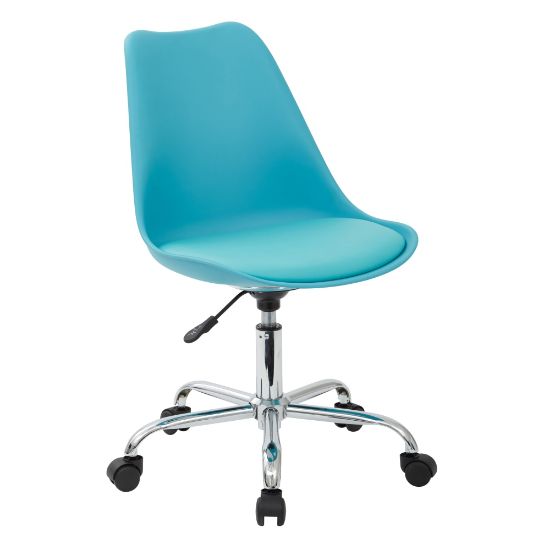 Picture of Ave Six Emerson Mid-Back Chair, Teal/Silver