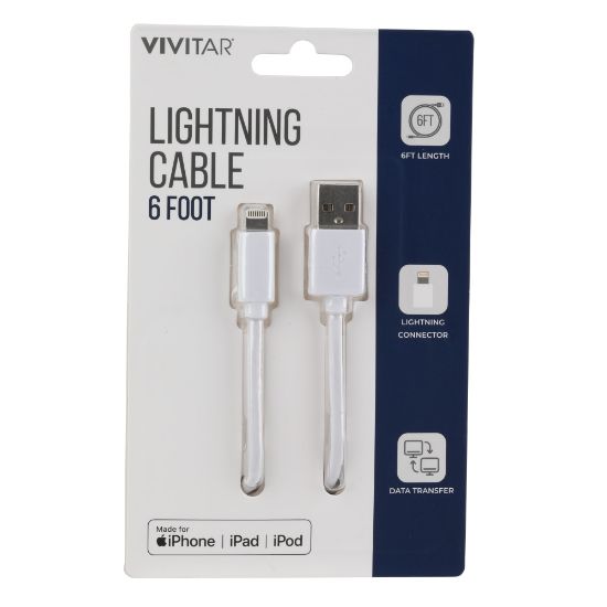 Picture of Vivitar Lightning To USB-A Cable, 6ft, Black, NIL1006-WHT-STK-24