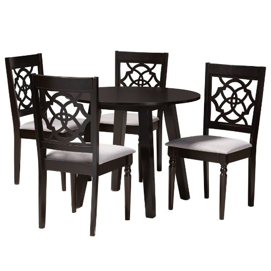 Picture of Baxton Studio Eliza Dining Set, 29-15/16inH x 35-7/16inW x 35-7/16inD, Gray/Dark Brown