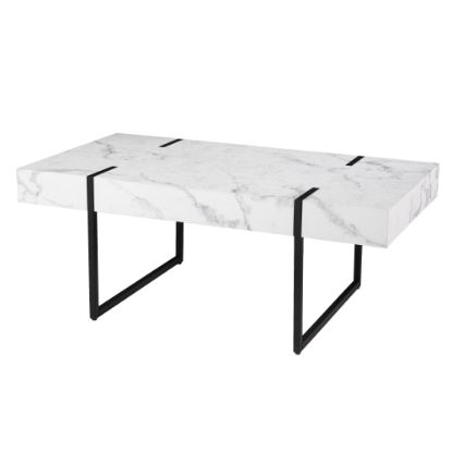 Picture of SEI Furniture Rangley Modern Faux Marble Cocktail Table, 17inH x 43-1/4inW x 23-3/4inD, Black/White