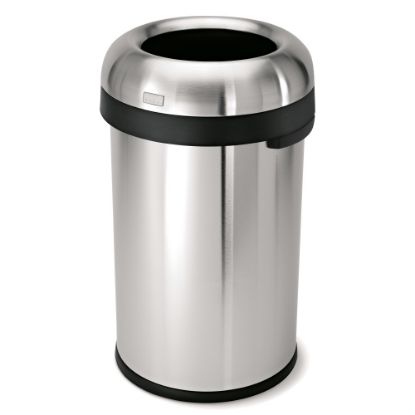 Picture of simplehuman Bullet Round Metal Open Trash Can, 21 Gallons, Brushed Stainless Steel