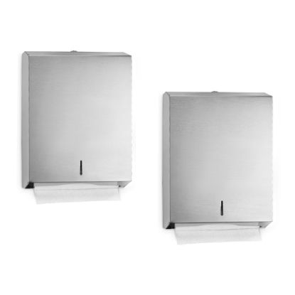 Picture of Alpine Industries Stainless Steel Brushed C-Fold/Multi-Fold Paper Towel Dispensers, Pack Of 2 Dispensers