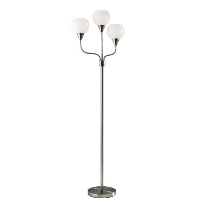 Picture of Adesso Phillip 3-Arm Floor Lamp, 65-1/2inH, White Shades/Brushed Steel Base