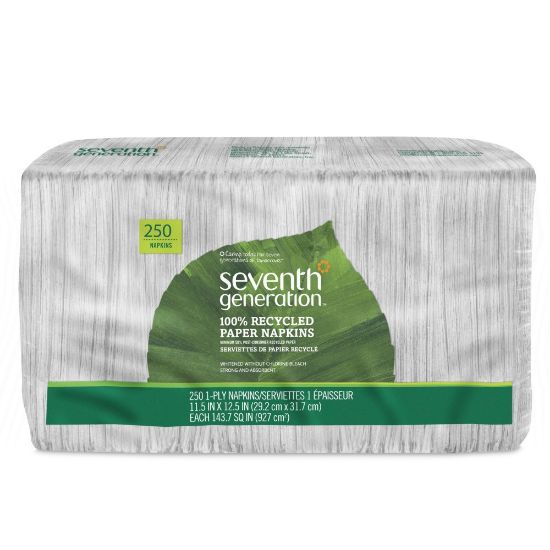 Picture of Seventh Generation 1-Ply Unbleached Napkins, 11 1/2in x 12 1/2in, White, Pack Of 250