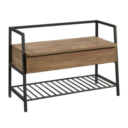 Picture of Sauder North Avenue Storage Bench, 24inH x 35-7/16inW x 15-1/2inD, Sindoori Mango/Black