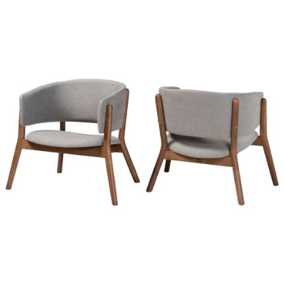 Picture of Baxton Studio Baron Living Room Accent Chairs, Light Gray/Walnut, Set Of 2 Chairs