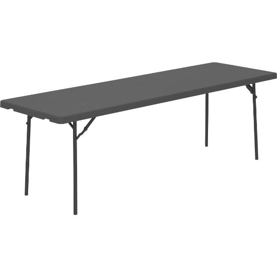 Picture of Dorel ZOWN 96in Commercial Blow Mold Folding Table - 4 Legs - 1000 lb Capacity x 96in Table Top Width x 30in Table Top Depth - 29.30in Height - Gray - High-density Polyethylene (HDPE), Resin - 1 Each