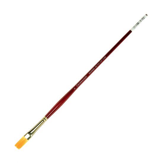 Picture of Grumbacher Goldenedge Oil and Acrylic Brush, Size 6, Flat Bristle, Synthetic, Red