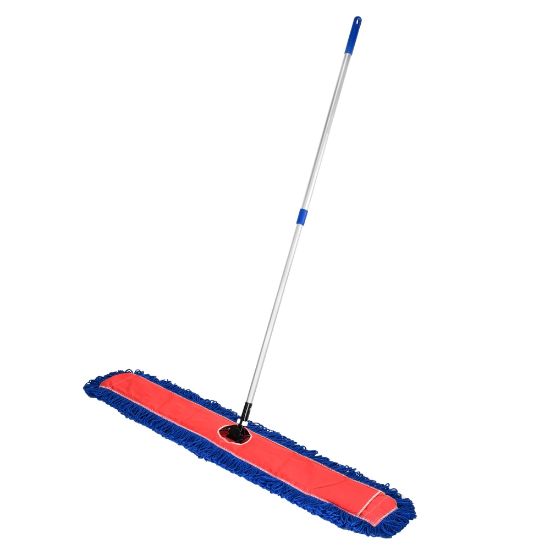 Picture of Alpine Microfiber Floor Dust/Dry Mop Set, 48in, Silver/Blue