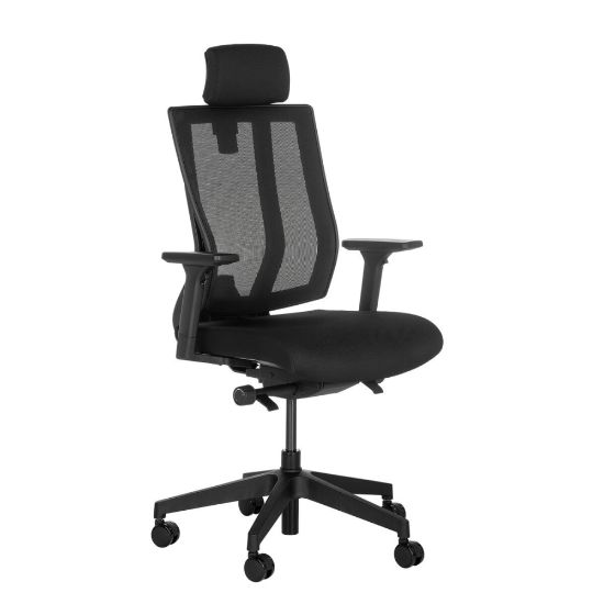 Picture of VARI Ergonomic Nylon High-Back Task Chair, With Headrest, Black